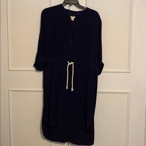 Navy J. Crew sz small button up long sleeve dress